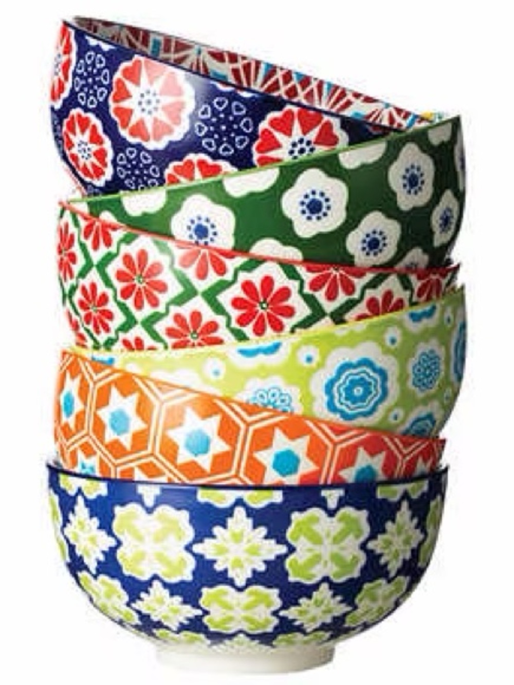 Colorful Patterned Ceramic Bowl Set - Multi-Color Home Art (set of 5)